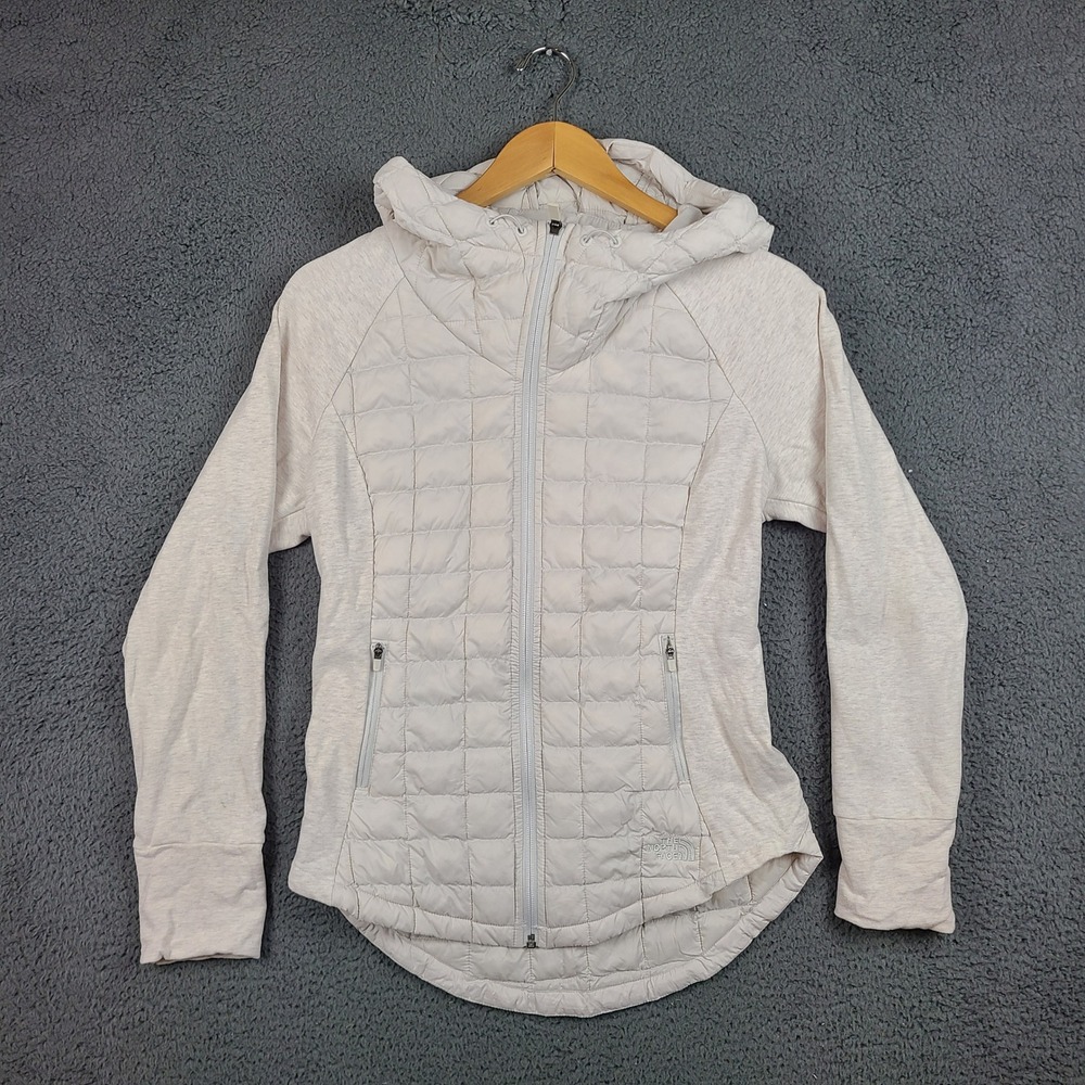 The North Face Endeavor Thermoball Hybrid Jacket Cream Womens Small Quilted Zip